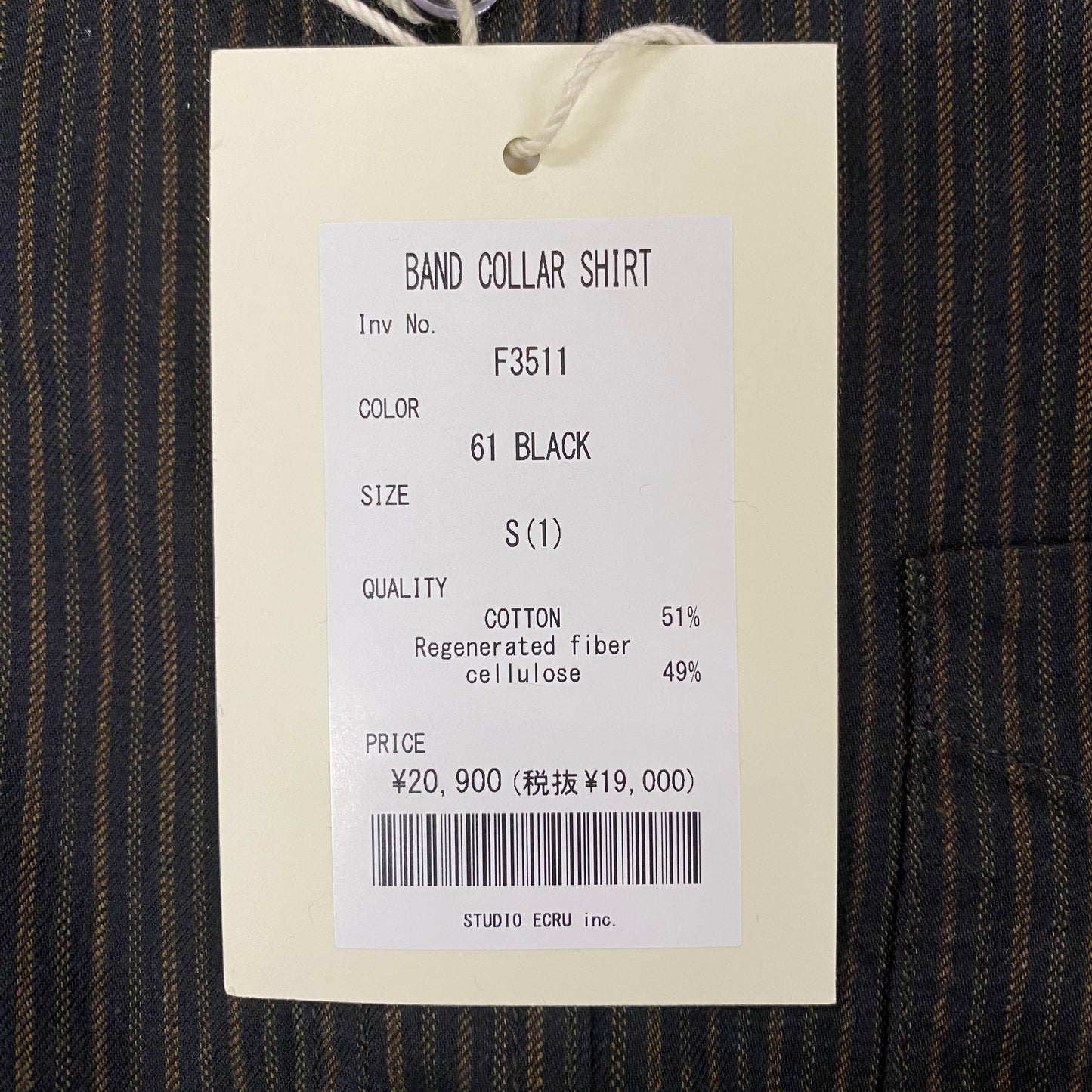 FOB FACTORY /エフオービーファクトリー BAND COLLOR SHIRTS バンドカラーシャツ/F3511