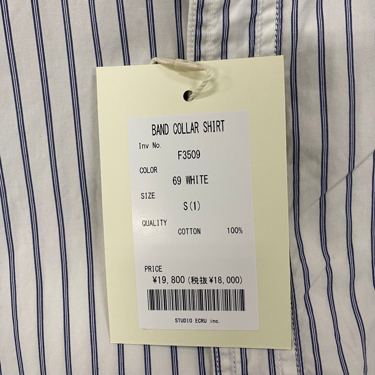 FOB FACTORY /エフオービーファクトリー BAND COLLAR SHIRTS バンドカラーシャツ/F3509