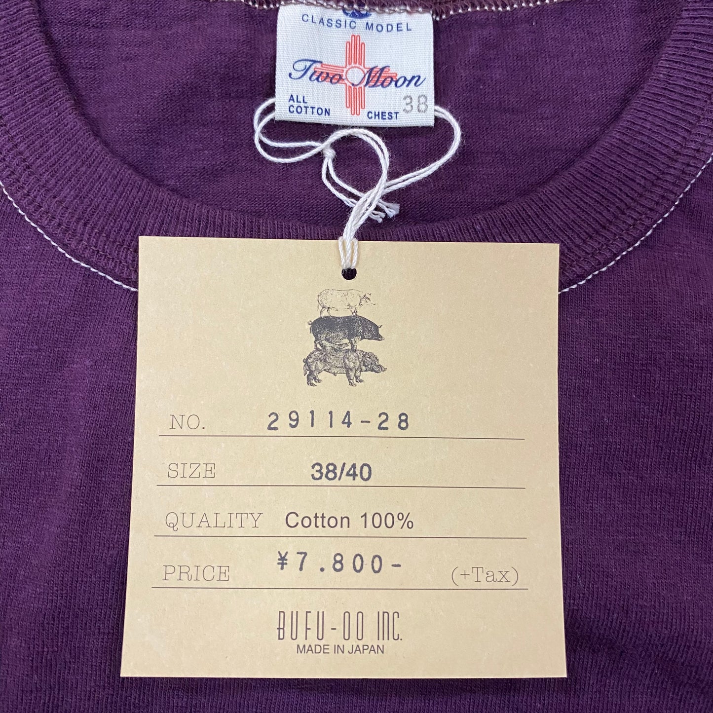 TWO MOON/トゥームーン 丸胴 QUALITAG Tシャツ/29114‐28