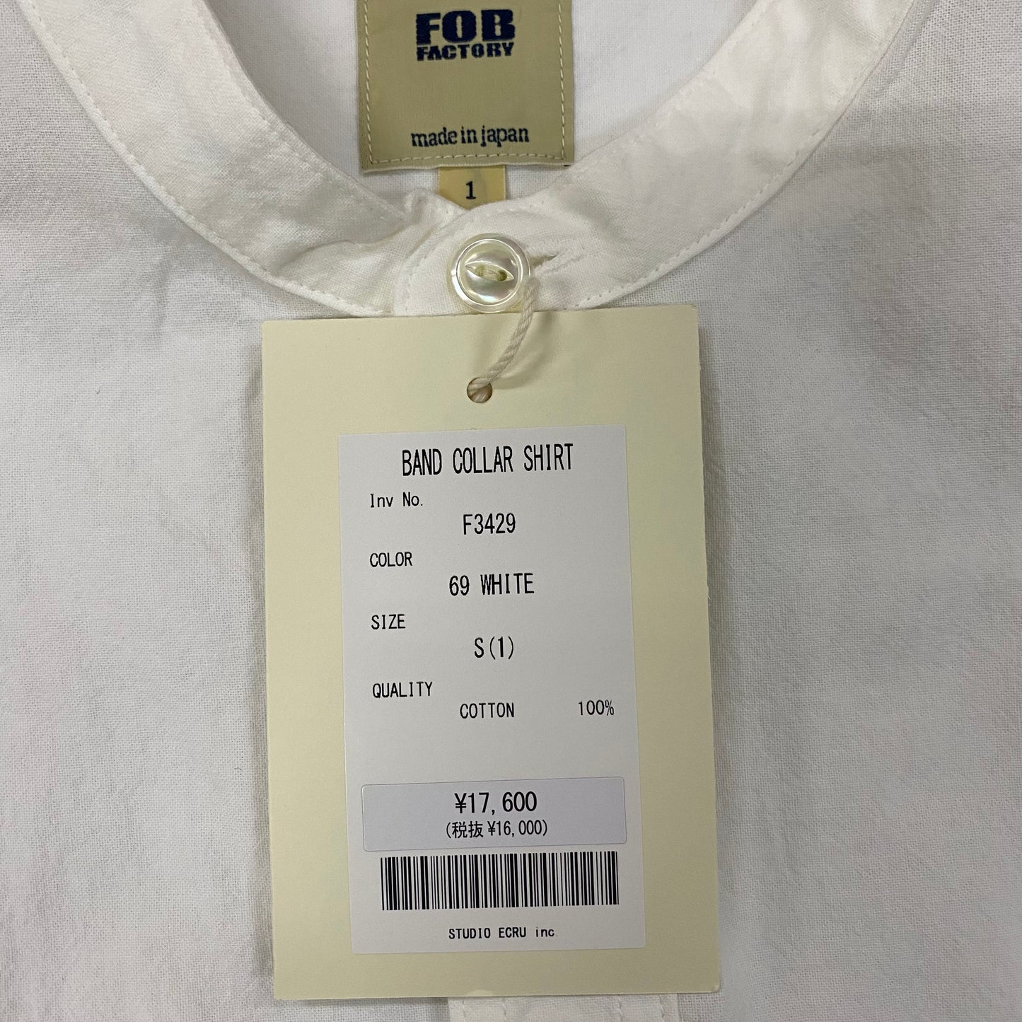 FOB FACTORY /エフオービーファクトリー オックスフォード バンドカラー シャツ/F3429 シャツ |南国 高知のジーパン屋 ORIGINAL