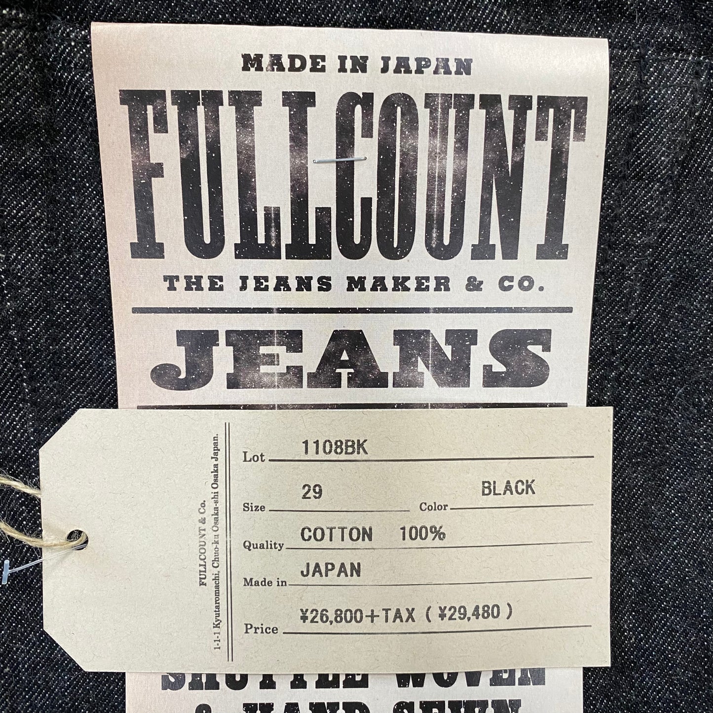 FULLCOUNT/フルカウントSLIM STRAIGHT BLACK SELVEDGE DENIM/1108BK