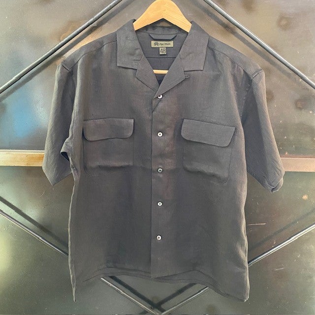 リネンオープンカラーシャツ