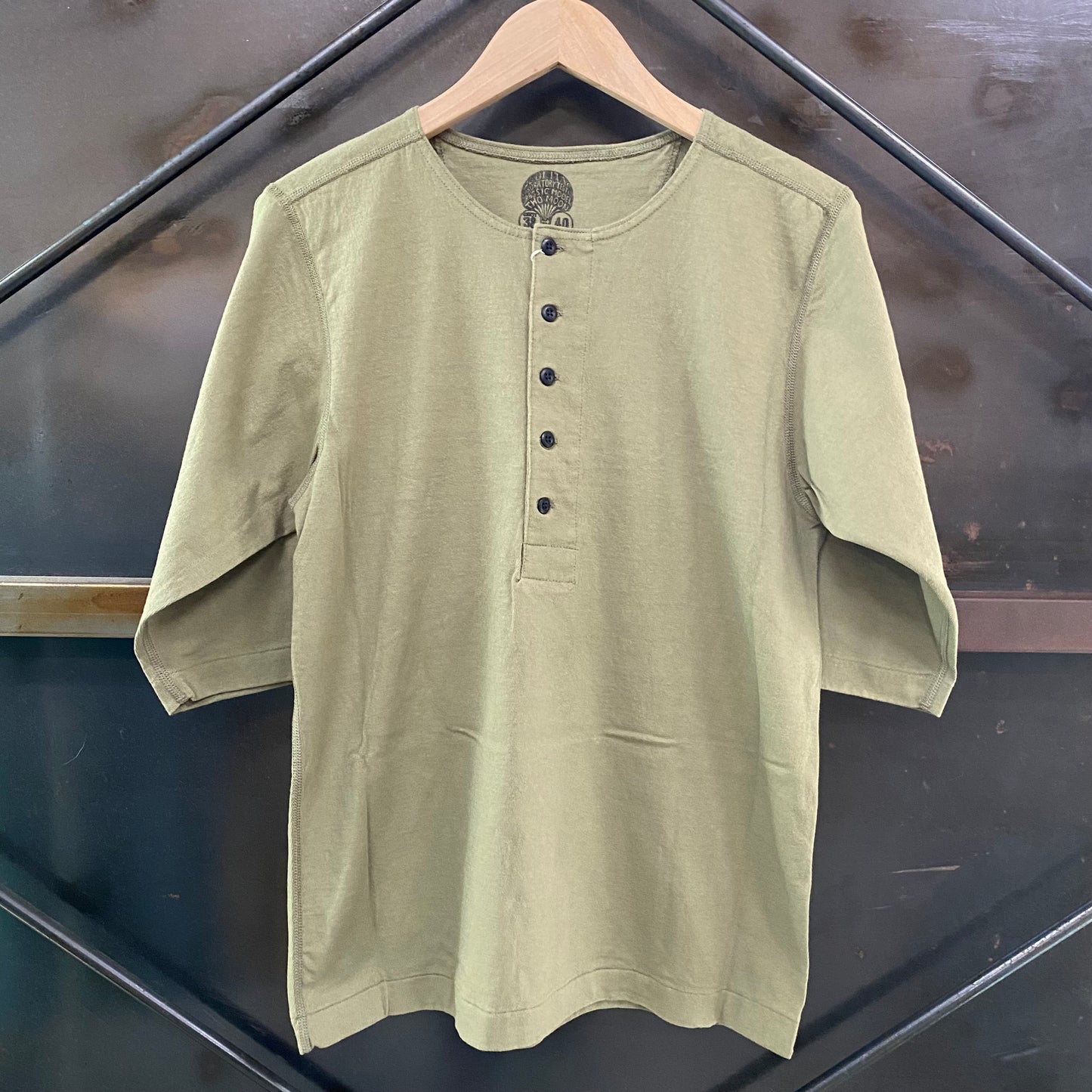 TWO MOON/トゥームーン HALF SLEEVE HENLY NECK ハーフスリーブヘンリーネックT/20277-43 43 SAGE セージ Tシャツ ｜南国 高知のジーパン屋 ORIGINAL