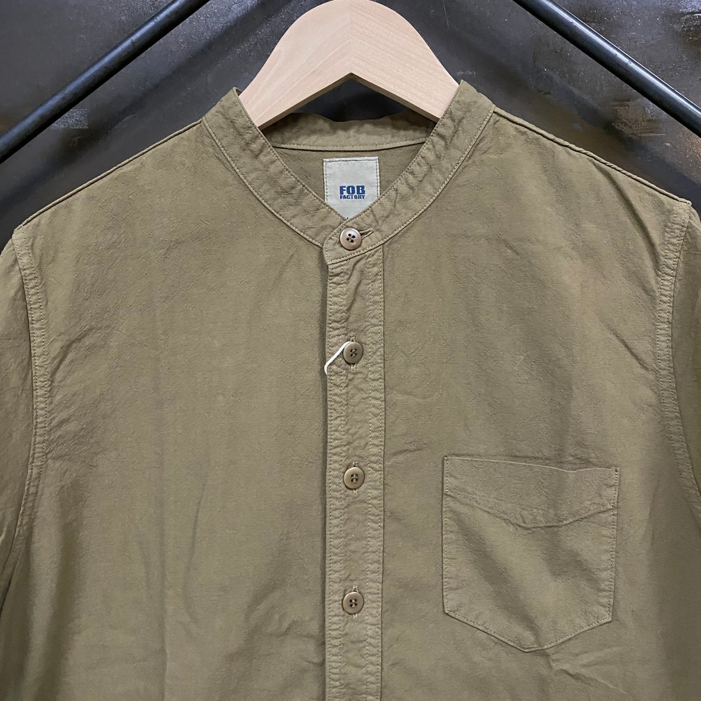 FOB FACTORY /エフオービーファクトリー DYED BAND COLLAR SHIRTS/後染めバントカラーシャツ F3464 トップス ｜南国 高知のジーパン屋 ORIGINAL