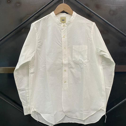 FOB FACTORY /エフオービーファクトリー オックスフォード バンドカラー シャツ/F3429 69 WHITE ホワイト シャツ ｜南国 高知のジーパン屋 ORIGINAL
