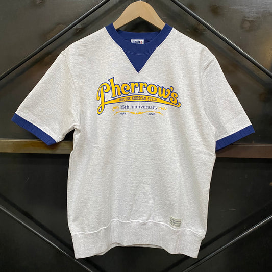 PHERROW'S /フェローズ 半袖 両V スウェット35周年モデル/26S-PVGT-35TH OATMEALｘF.NAVY オートミール×ネイビー スウェット ｜南国 高知のジーパン屋 ORIGINAL