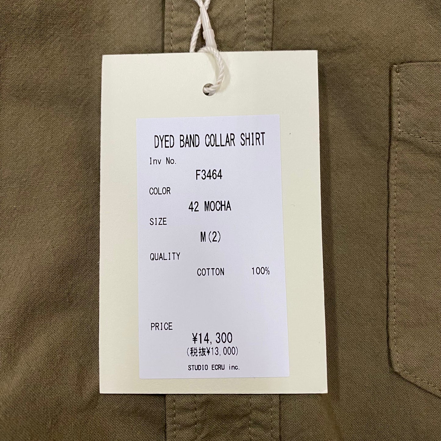 FOB FACTORY /エフオービーファクトリー DYED BAND COLLAR SHIRTS/後染めバントカラーシャツ F3464 トップス ｜南国 高知のジーパン屋 ORIGINAL