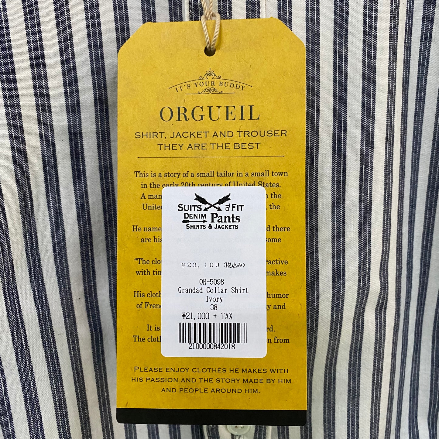 ORGUEIL/オルゲイユ GRANDAD COLLAR SHIRTS/ OR-5098