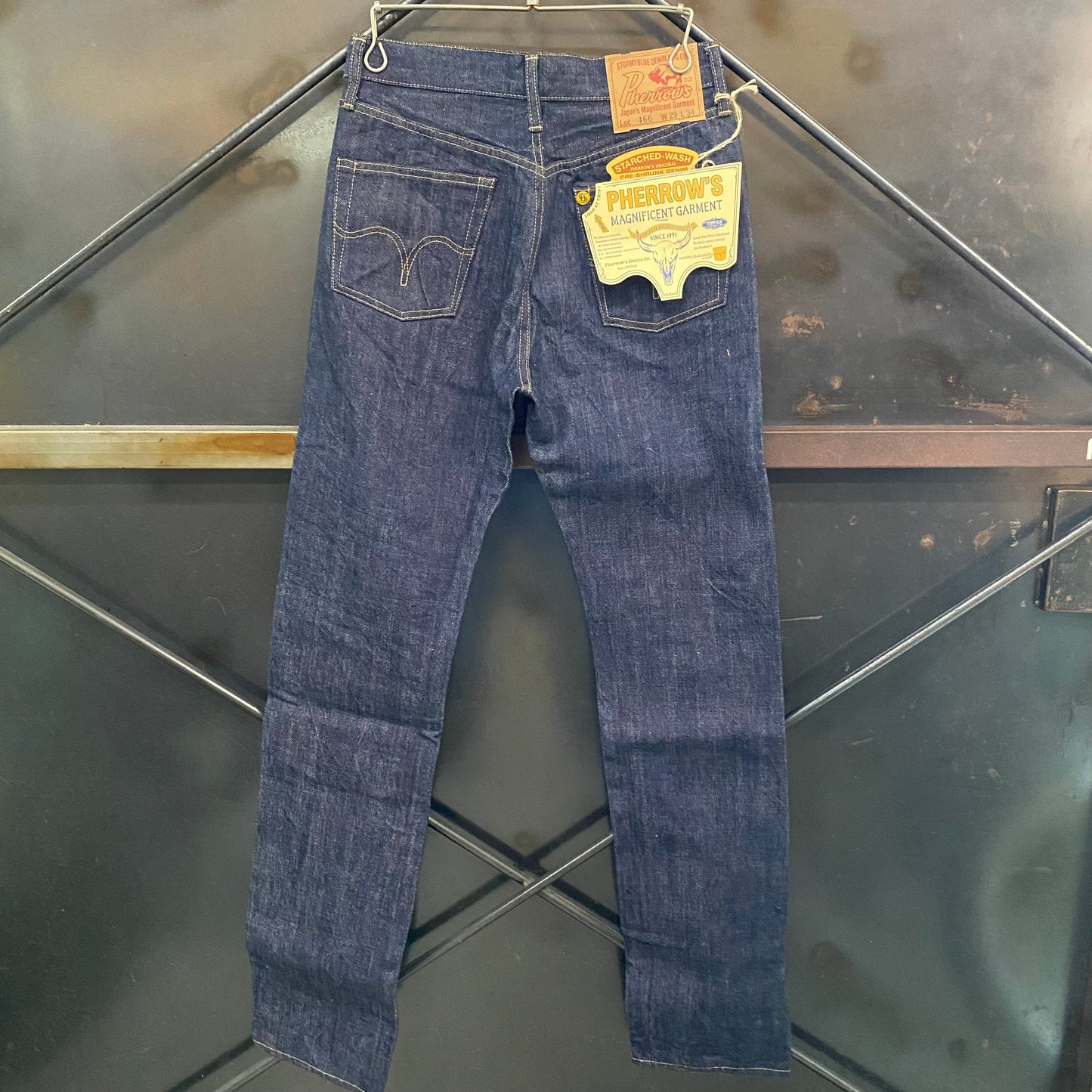 PHERROW'S /フェローズ   タイトフィット スターチドウォッシュ ワンウォッシュ DENIM 466