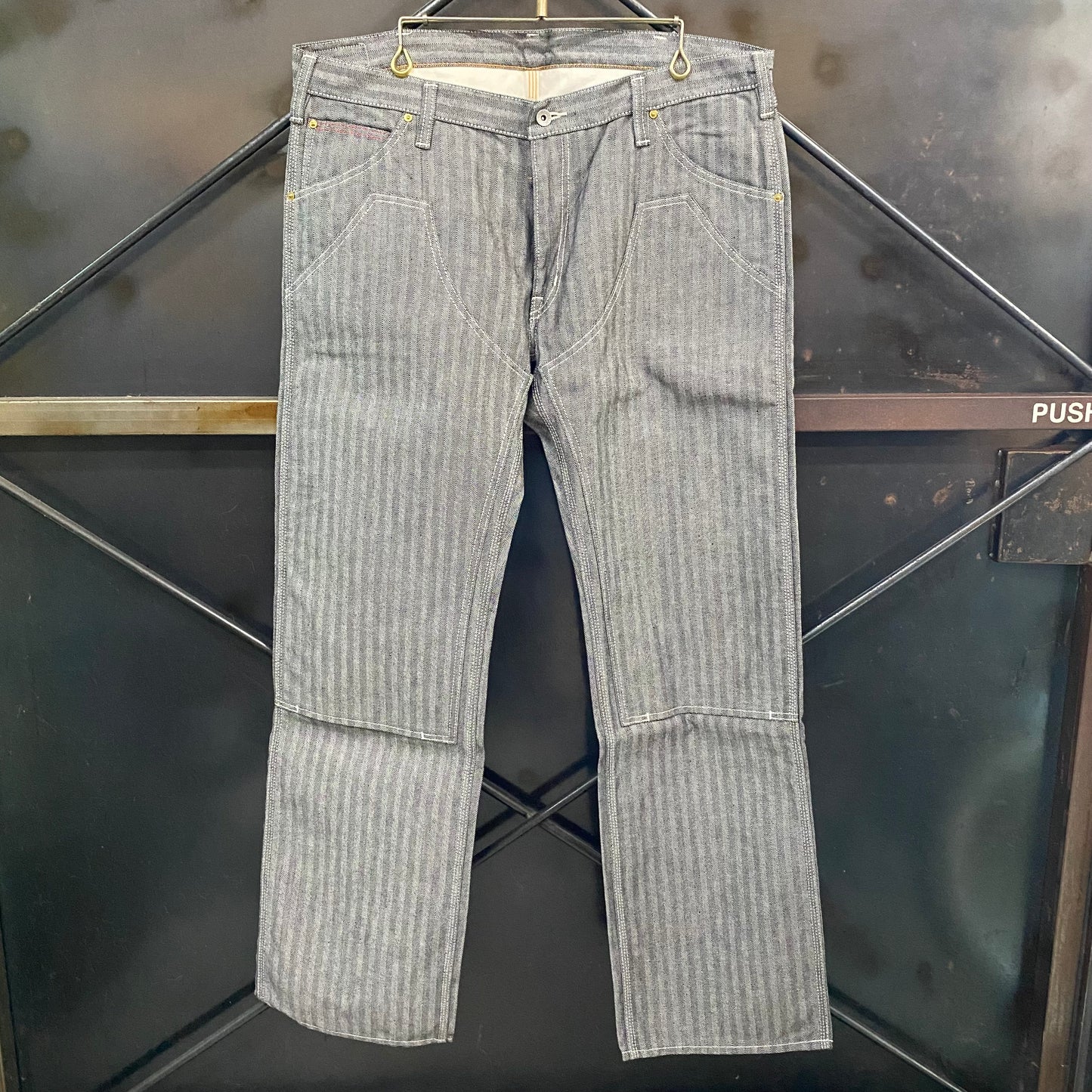 IRON HEART/アイアンハート10.5ozヘリンボン ダブルニーロガージーンズ803