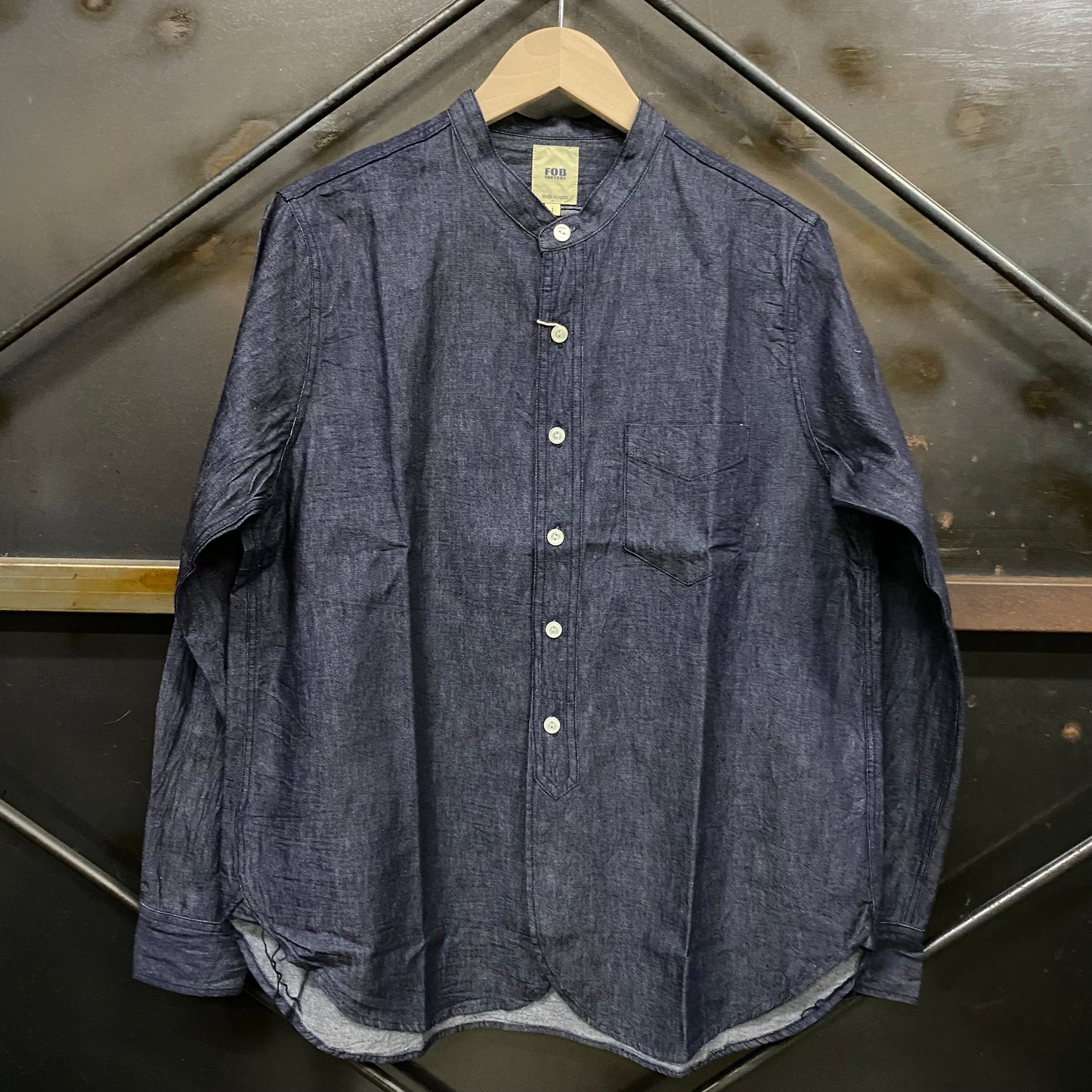 FOB FACTORY/エフオービーファクトリー BAND COLLAR SHIRTS/バンドカラーシャツ デニム F3470