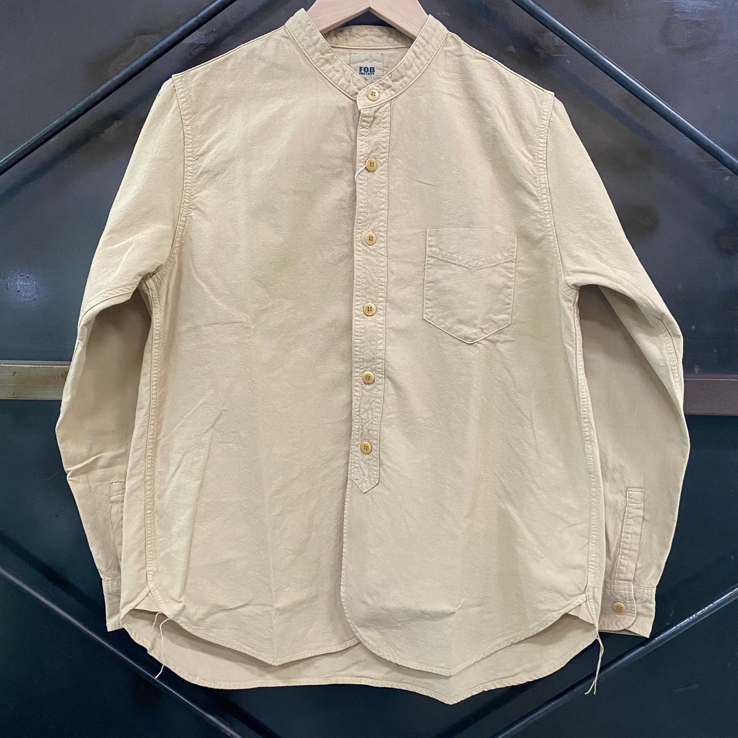 FOB FACTORY /エフオービーファクトリー DYED BAND COLLAR SHIRTS/後染めバントカラーシャツ F3464