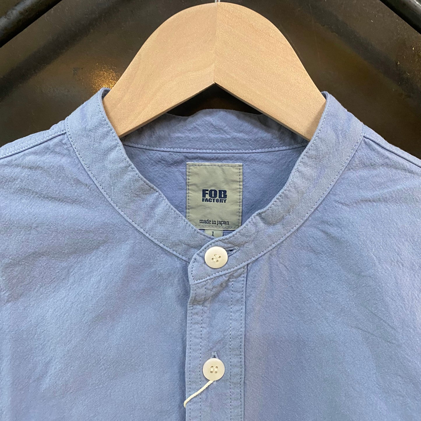 FOB FACTORY /エフオービーファクトリー DYED BAND COLLAR SHIRTS/後染めバントカラーシャツ F3464
